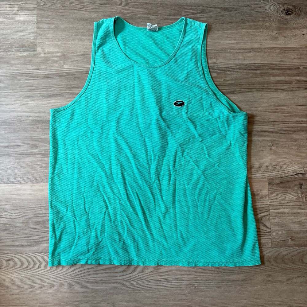 Vintage Speedo Teal Waffle Texture Athletic Tank Top Made in USA Men's XL